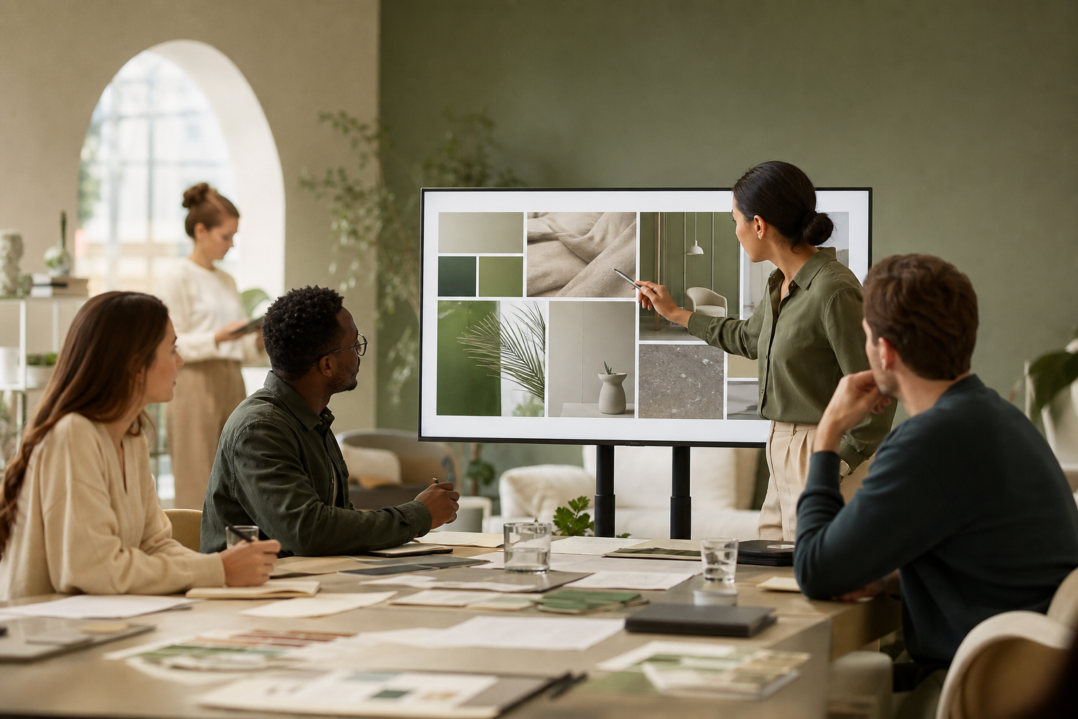 An agency team reviewing brand content together